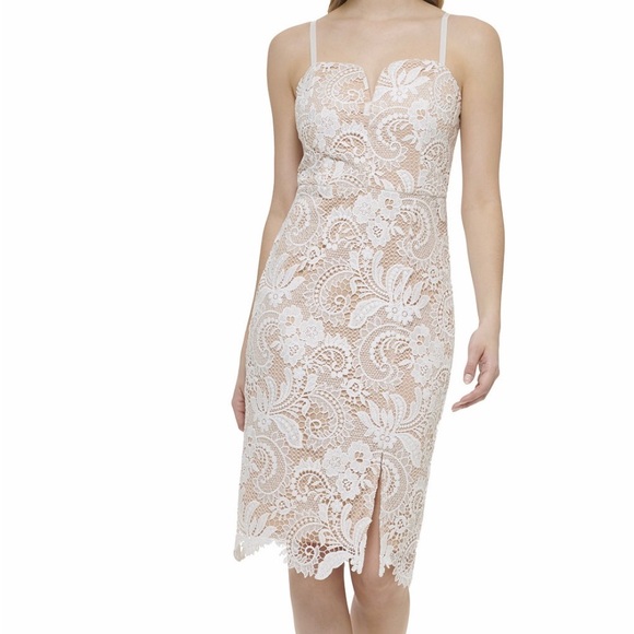 Elegant , Chic MIDI Dress,Delicate eyelet detailing adds sweetheart neckline . - Picture 4 of 5